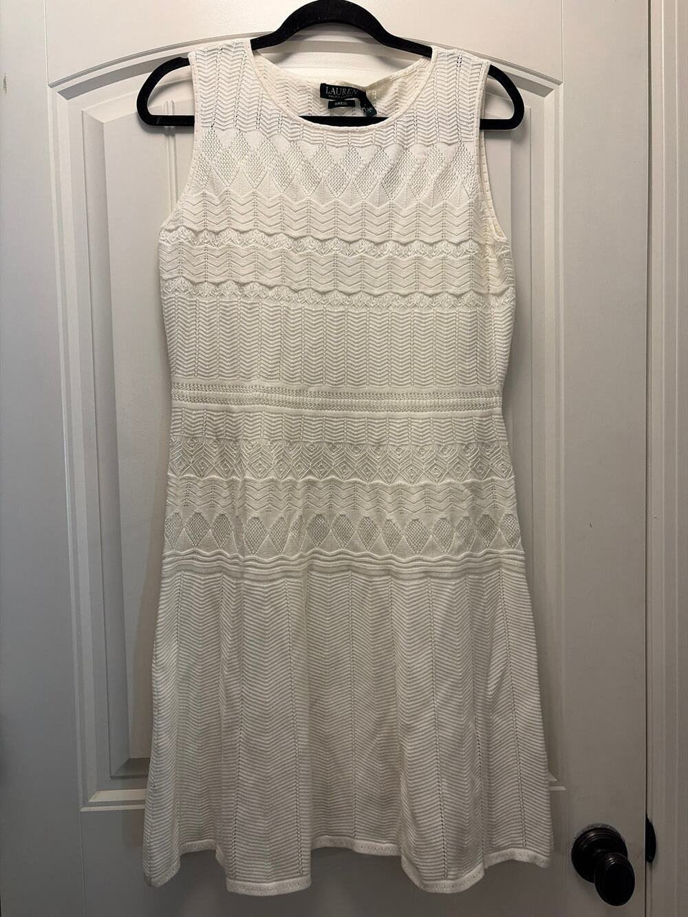 NWT Lauren Ralph Lauren Women’s Sleeveless Knit A-Line Dress Size L White